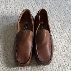 Chaps Men's Chestnut Brown Leather Slip-On Loafers size 11M